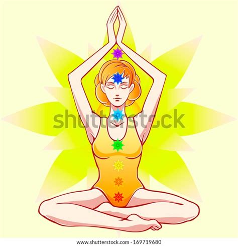 Woman Meditating Lotus Position Vector Graphics Stock Vector Royalty