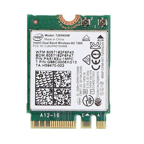 Intel Wireless AC 7265 7265NGW Dual Band 2 4Ghz 5Ghz 802 11ac 2X2 WiFi