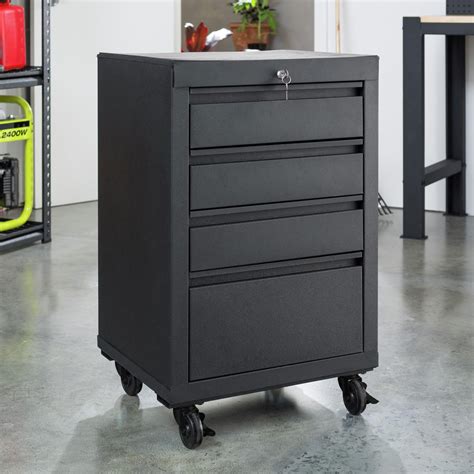 Pinnacle 810 X 520 X 500mm Matte Black 4 Drawer Mobile Storage Unit