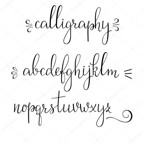 Calligraphy Cursive Alphabet Calligraphy Cursive Font Stock Vector