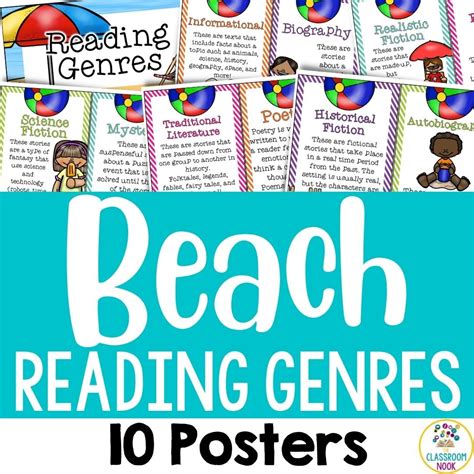 Beach Theme 10 Reading Genre Posters Bulletin Board Set — The Classroom Nook