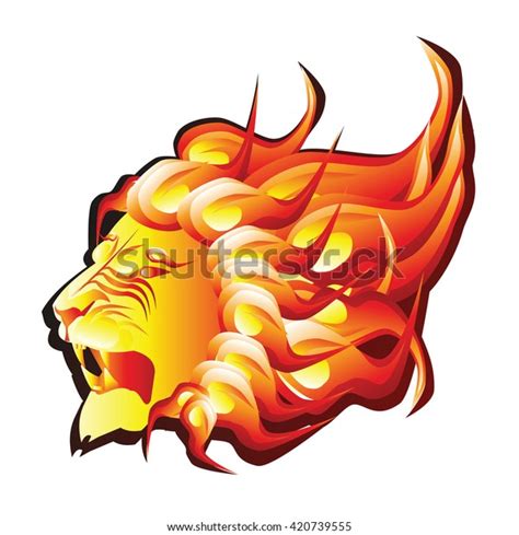 Head Fire Lion Vector Illustration On Stock Vector Royalty Free 420739555