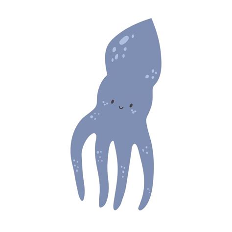 Premium Vector Cute Smiling Squid In Cartoon Style