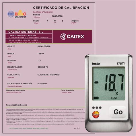 Calibraci N Dataloggers Testo Caltex Certificados Enac