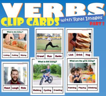 Verbs Action Word Identify The Verb Task Clip Cards With Real