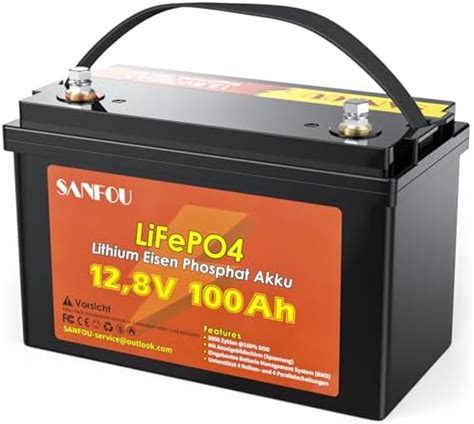 Amazon Fr SANFOU Batterie LiFePO4 12 V 100 Ah 1280 Wh Avec BMS 100 A