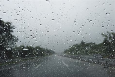 Rain Drop Falling On Car Windshield Stock Image Image Of Raindrop