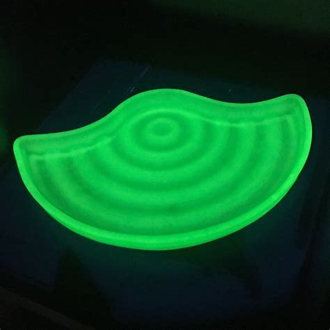 Uranium Frosted Green Glass Tray Bagley Filey 3008 Art Deco Era Circa 1947 Pressed Glass