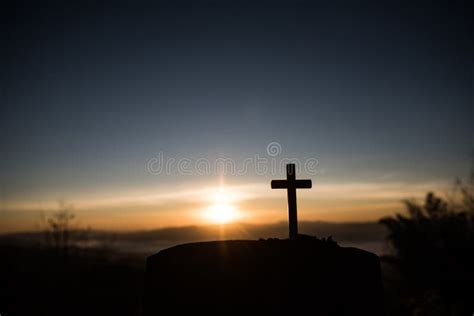 Silhouette of Catholic Cross Stock Photo - Image of silhouette ...