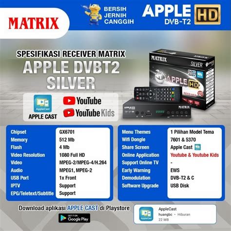 Jual Set Top Box Matrix Apple Silver Stb Dvb T2 Receiver Tv Digital Ori