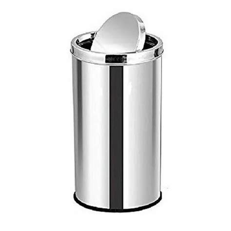 Open Top Silver Stainless Steel Swing Dustbin Capacity Liters