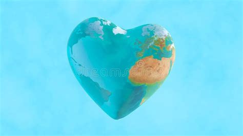 Planet Earth In Heart Shape With Clouds Stock Illustration