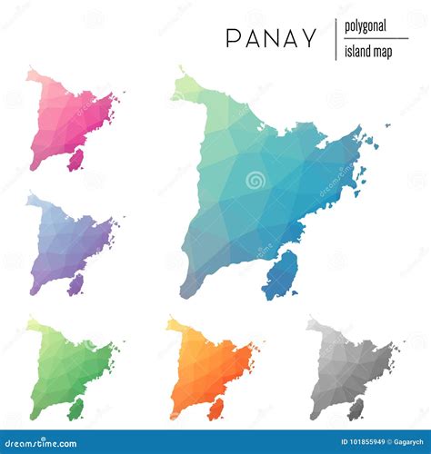 Set Of Vector Polygonal Panay Maps Filled With Stock Vector