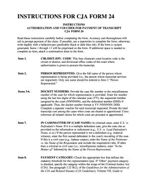 Fillable Online Als Uscourts INSTRUCTIONS FOR CJA FORM 24 Als