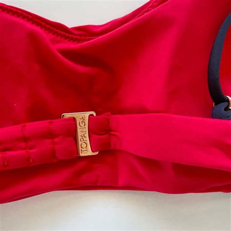 Topanga Black Red Bikini Top Size L
