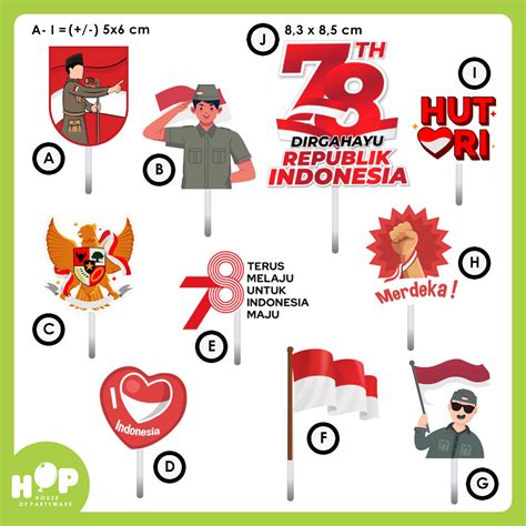 Jual Topper Dirgahayu Ri 17 Agustus Hut Kemerdekaan Hiasan Kecil Cake