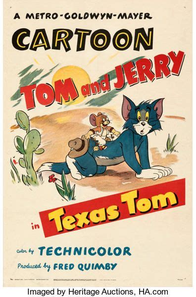 Tom And Jerry In Texas Tom Mgm 1950 Finevery Fine On Linen Lot