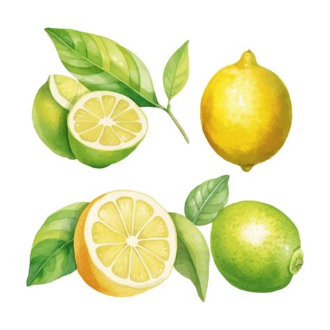 Premium Vector Watercolor Fresh Lemon And Lime Hand Drawn Botanical Illustration