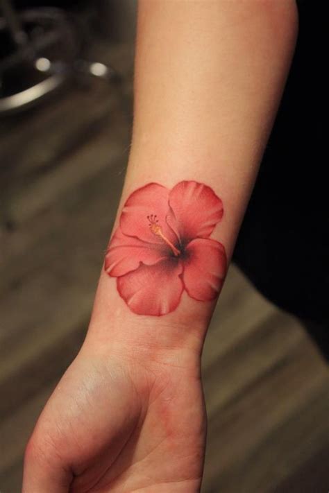 Red Hibiscus Wrist Tattoo Hibiscus Tattoo Hawaiian Flower Tattoos