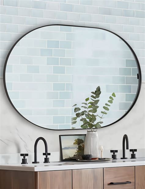 Andy Star Black Bathroom Vanity Mirror X Inch Large Oval Mirrors