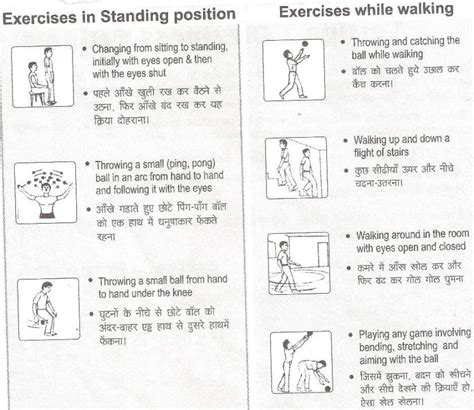 Printable Vertigo Exercise Chart