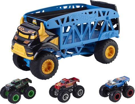Amazon Hot Wheels Monster Trucks Transport Truck Includes Cars Multicolor Mattel
