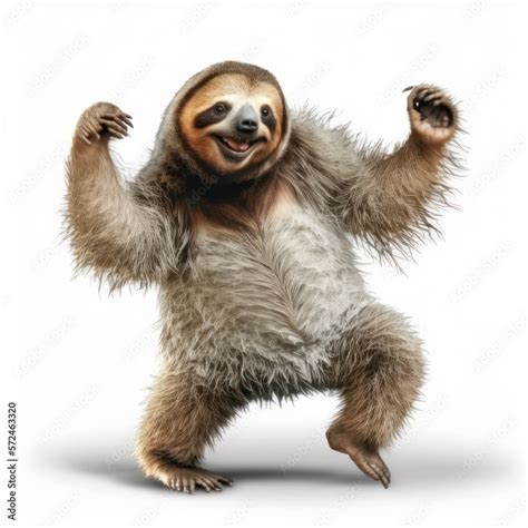 Detailed Illustration Of A Funny Friendly Joyful Sloth Dancing Happily