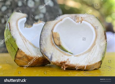 Coconut Tropical Green Coconut Opened Flesh Stock Photo 99264584