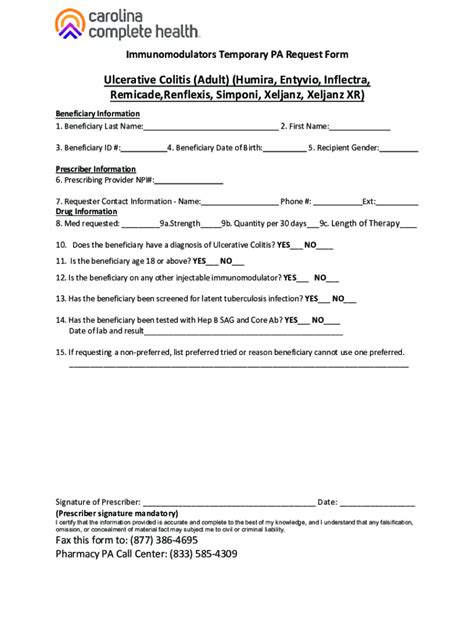 Fillable Online Cche Immunomodulators Temporary Pa Request Form