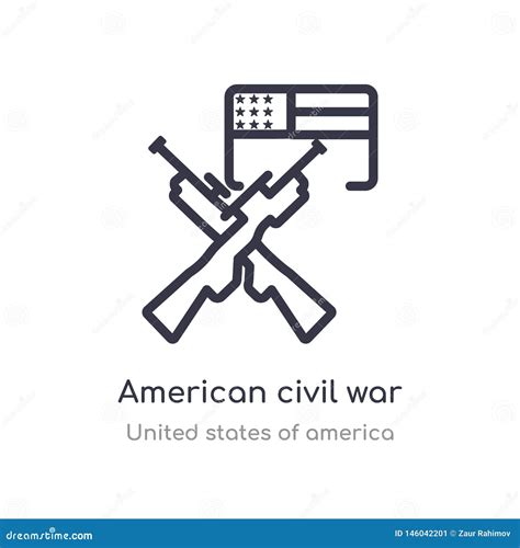 American Civil War Outline Icon Isolated Line Vector Illustration From