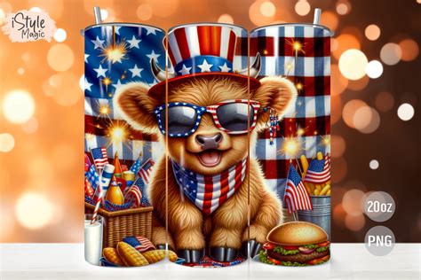 Th Of July Patriotic Highland Cow Wrap Graphic By Istylemagic