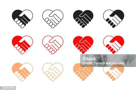 Handshake Heart Icon Set Vector Eps 10 Stock Illustration Download