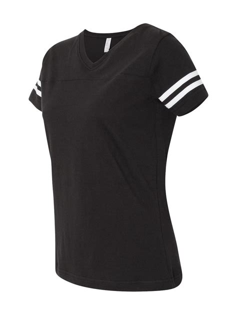 Lat Ladies Football V Neck Fine Jersey Tee 3537