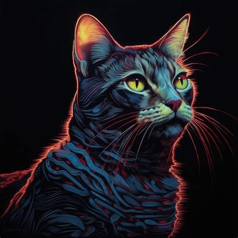 Premium AI Image | neon cat art