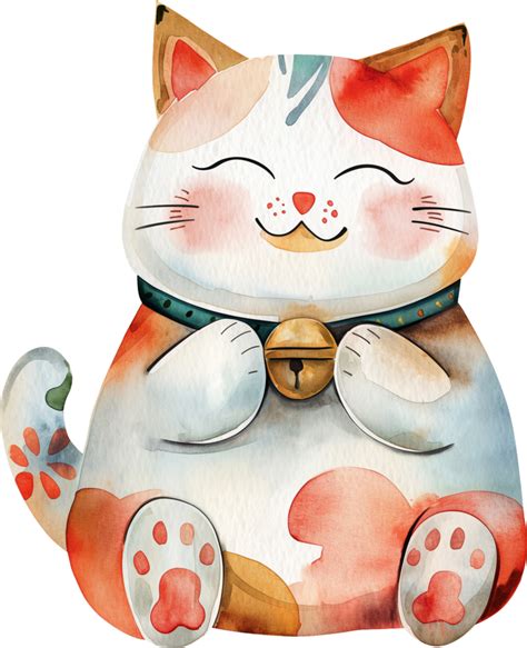 Lucky Cat Watercolor 46345634 Png