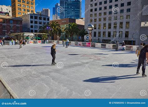 Holiday Ice Skating Union Square San Francisco California Usa