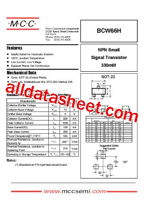 Bcw H Datasheet Pdf Micro Commercial Components