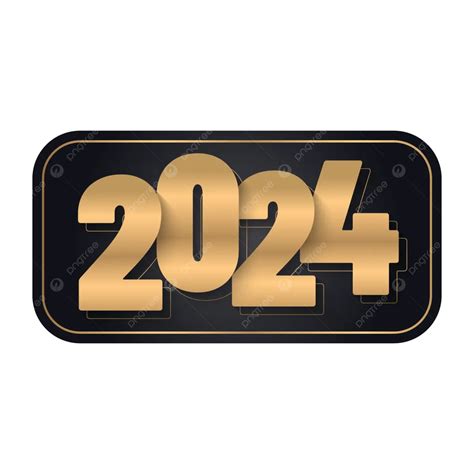 2024 Text In Golden Gradient Style Vector 2024 Gradient Golden Png