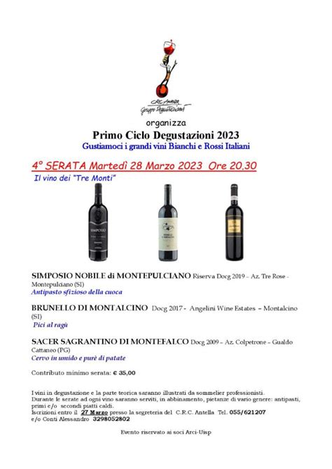 Degustazioni Al Crc Antella Il Vino Dei Tre Monti