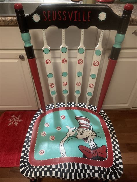 Dr Seuss Whimsical Chair Etsy Hand Painted Chairs Painted Rocking