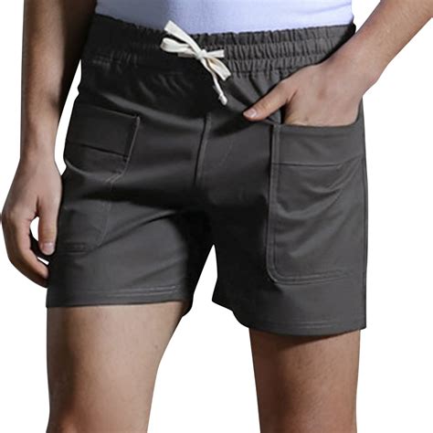 Sxcggal Male Summer Shorts Button Big Pocket Lace Up Cool Breathable