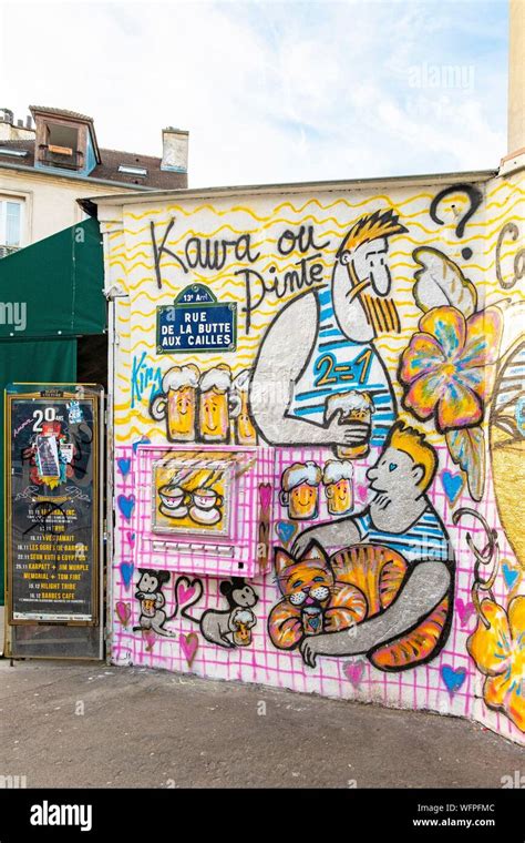 France Paris District Of The Butte Aux Cailles Street Art Stock