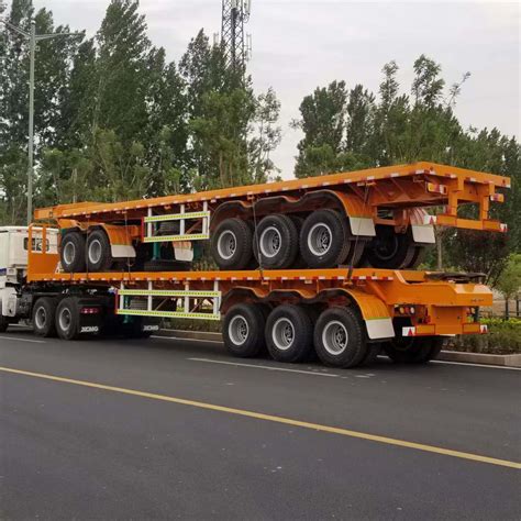 Heavy Duty 2 3 Axles 40FT 60ton Interlink Super Link Flatbed Semi