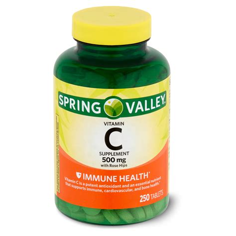 Spring Valley Vitamin C Supplement With Rose Hips 500 Mg 250 Count