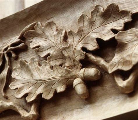 Oak Leaf And Acorn Carving On Building