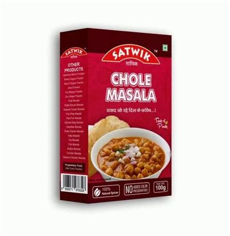 Satwik Chole Masala Packaging Size G Packaging Type Box At Best