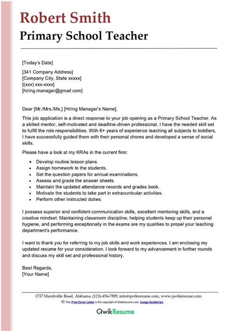 Teacher Cover Letter Examples Templates For 2023 41 OFF