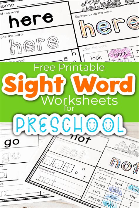 Sight Word Worksheets Preschool