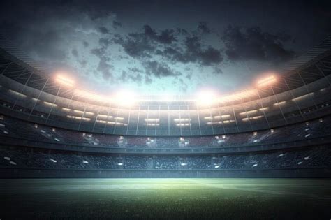 Premium AI Image A Soccer Stadium With A Lot Of Lights And A Cloudy Sky