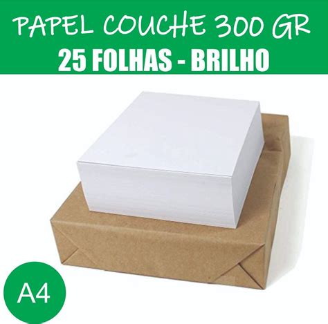 Papel Couche 300g 25 Folhas Tamanho A4 Brilho Mercado Livre